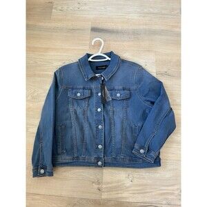 Tahari Women's Glacier Wash Denim Wrinkle Free Stretchable Jacket Size PL